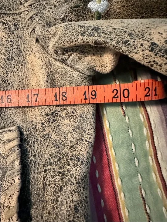 Rare Double D Ranch leather fringe jacket embroidered statue of Liberty eagle M - Picture 13 of 16